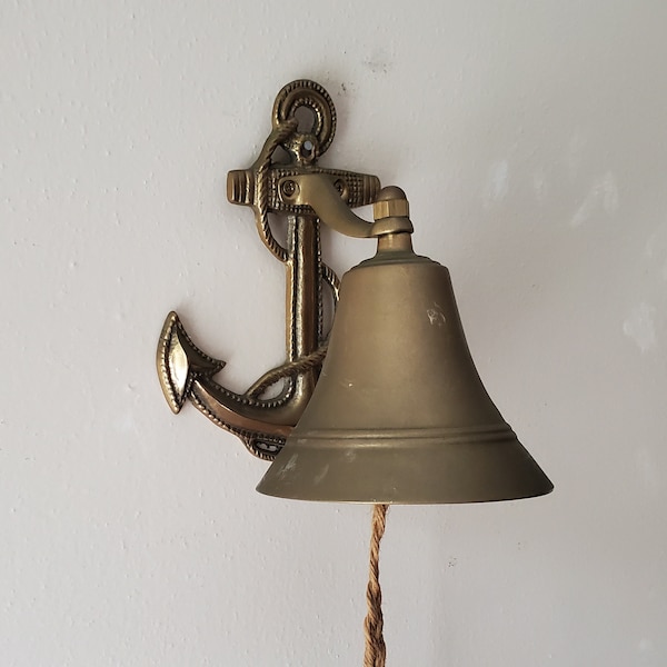 Vintage Brass Bell, Bell on Anchor Backplate