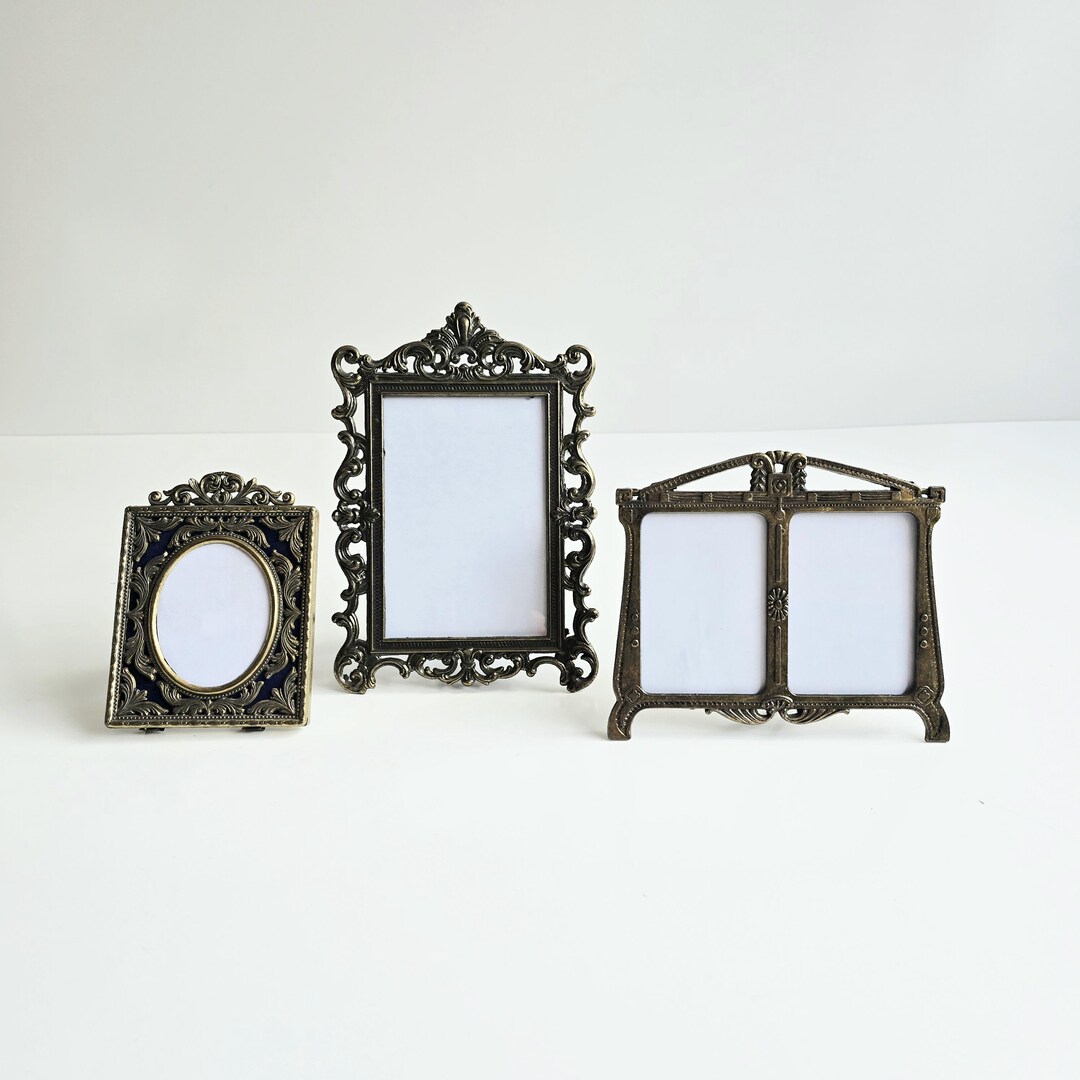 Vintage Ornate Brass Picture Frames: Italian Tabletop Frames, Set of 3 ...