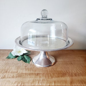 pedestal cake stand with dome vintage 10&quot; silver plate cake stand