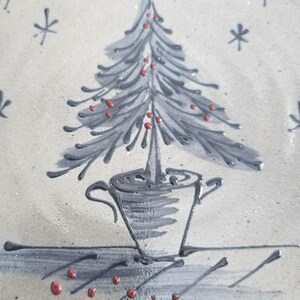 Plato de cerámica vidriada con sal de Rowe con forma de árbol de Navidad, estilo vintage. imagen 3