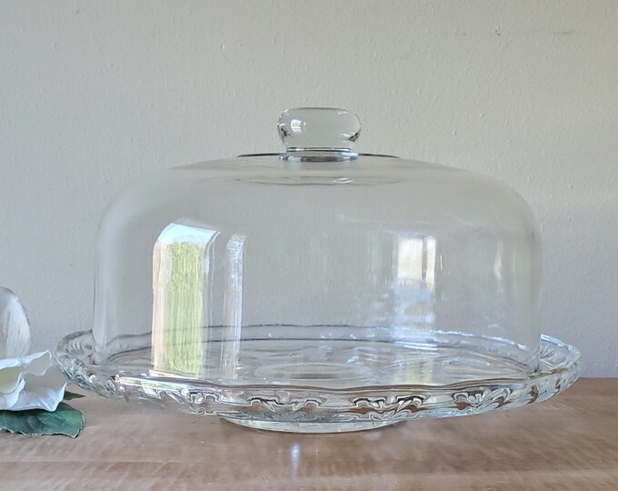 Vintage Cake Plate With Glass Dome Etsy