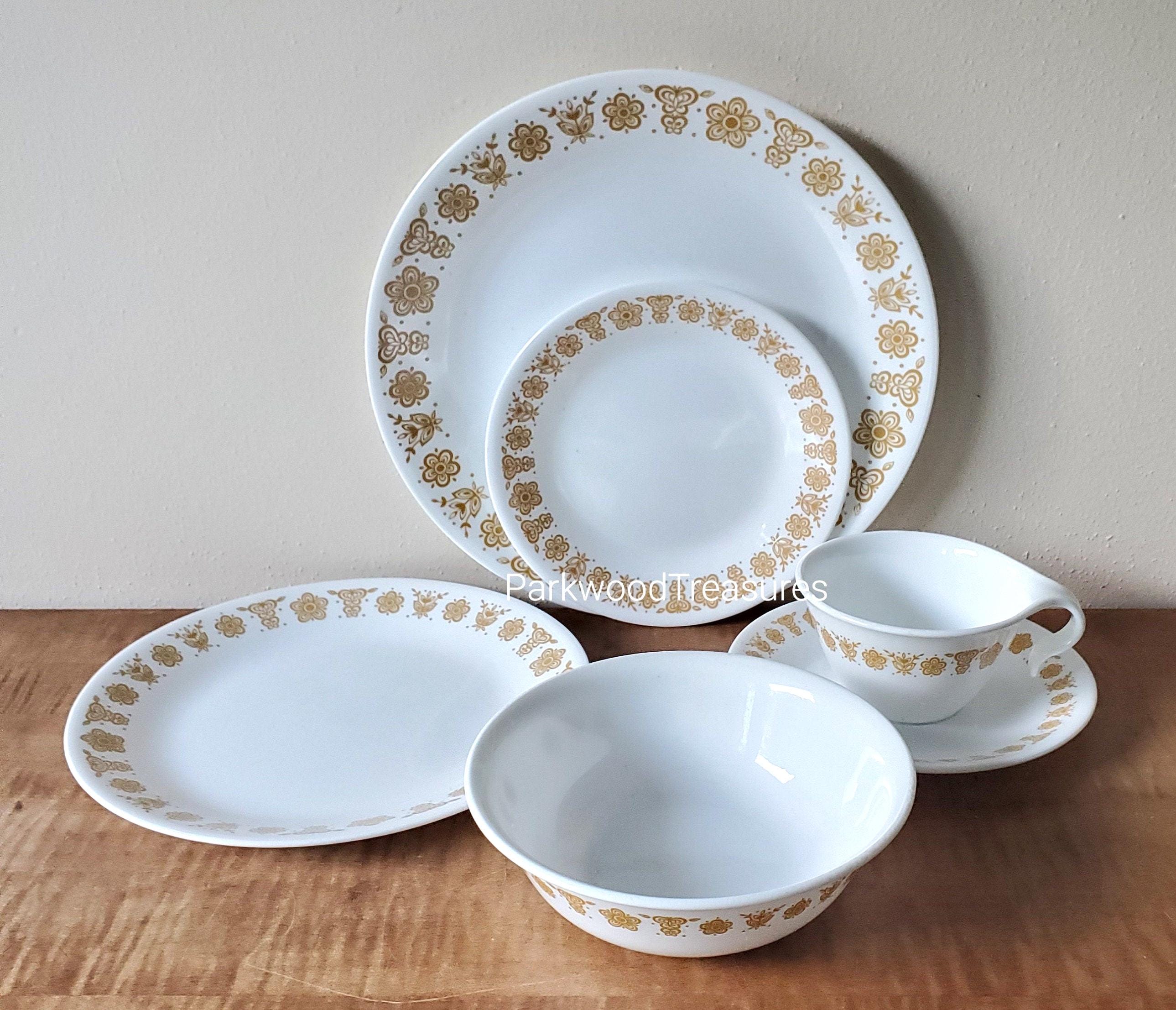 Corelle Butterfly Gold Dinnerware 25 Piece Set for 4 Guests - Etsy