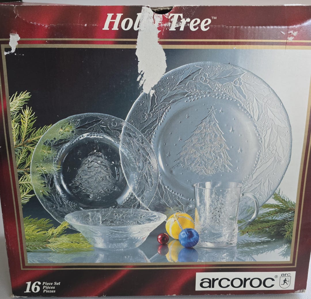 Vintage Arcoroc Holly Tree Dishes, New in Box Dinnerware Set for 4 - Etsy