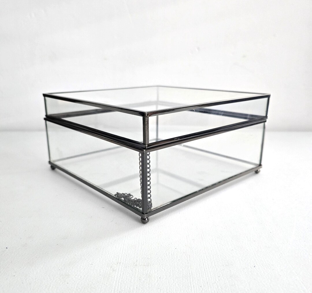 Vintage Glass Curio Box Square Case - Etsy