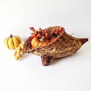 Cornucopia basket vintage Thanksgiving Horn of Plenty centerpiece