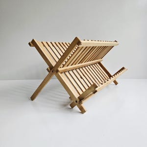 dish rack vintage bamboo dish drainer 16&quot; L x 9 1/2&quot; H x 12&quot; W
