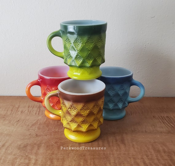 Fire-King マグカップ 4個セットANCHOR HOOKING Fire King Kimberly Diamond Mugs Anchor Hocking Set of 4 - Etsy
