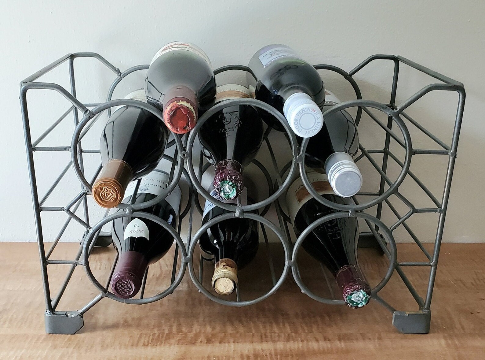 Vintage Metal Wine Rack holds 6 or 8 bottles Pewter Wine Rack Etsy