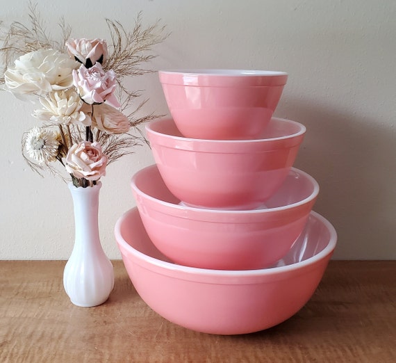 Vintage Pyrex Pink Mixing Bowls, New in Box Pyrex, New in Box Pyrex Pink  Nesting Bowls Please Read 