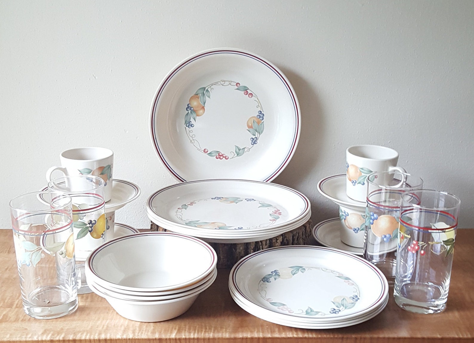 Vintage Corelle Abundance Dinnerware 25 Piece Set for 4 Etsy