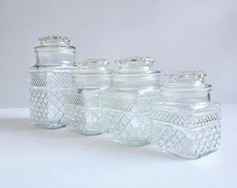 vintage Anchor Hocking Wexford canisters: set of 4 storage jars