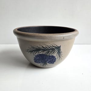 9" vintage Rowe pine cone bowl: salt glazed pottery