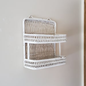 2 tier wicker wall shelf