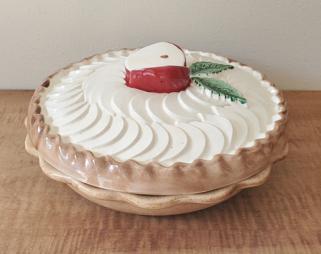 Vintage Covered Pie Plate With Lid Ceramic Apple Pie Plate Etsy