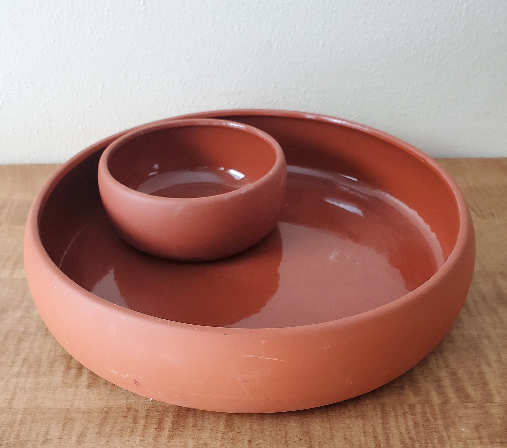 Vintage Terra Cotta Chip and Dip Set By Bortner and Bortner Etsy