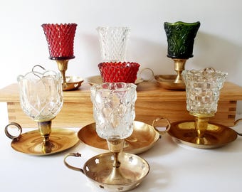 Vintage Brass Chamberstick, Candlestick Holder, Votive Candle Chamberstick (Price is for 1 Candlestick and Glass Holder-Choice at Dropdown)