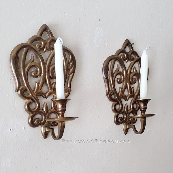 Vintage Brass Wall Sconce Wall Candle Sconce Pair