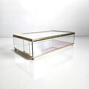 glass curio box  vintage brass & glass curio display case