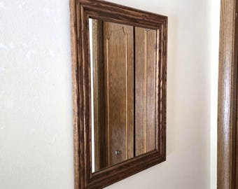 Vintage Wood Framed Mirror 21" x 15"