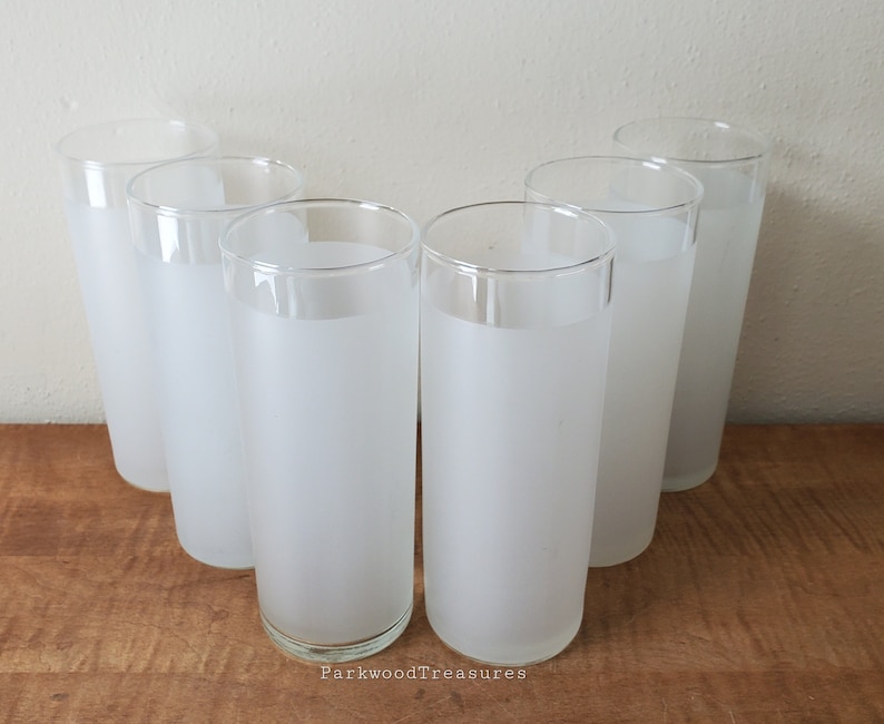 Vintage Libbey Tom Collins Glasses Frosted Barware Glasses Set Etsy
