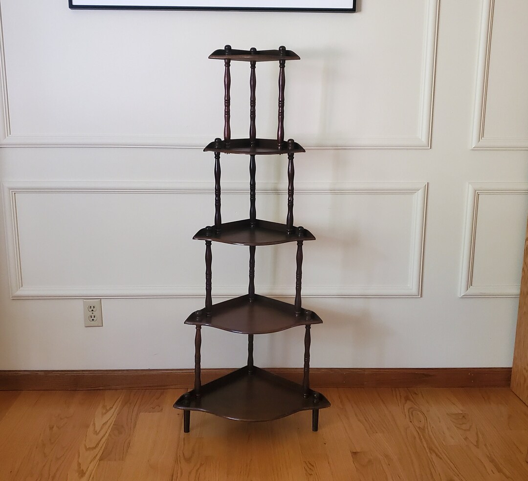 Vintage Corner Floor Shelves 5 Tier Midcentury Graduated Etsy