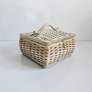 sewing basket vintage wicker sewing organizer box
