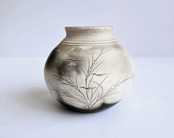 Raku Matte Gray Vase  Sugar Creek Decorative Studio Pottery