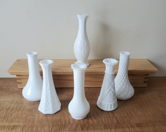 Vintage Wedding Vases 6 Milk Glass Bud Vases