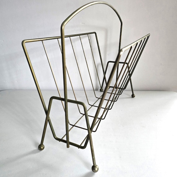 マガジンラック Vintage magazine holders Vintage Magazine Rack Brass Metal Magazine Holder - Etsy