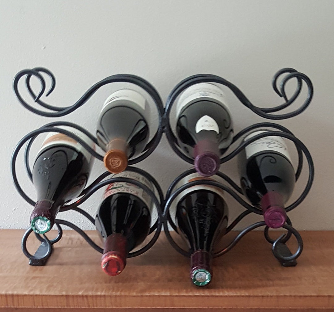 Vintage Metal Wine Rack Holds 6 Bottles Pewter Scroll Wine Etsy