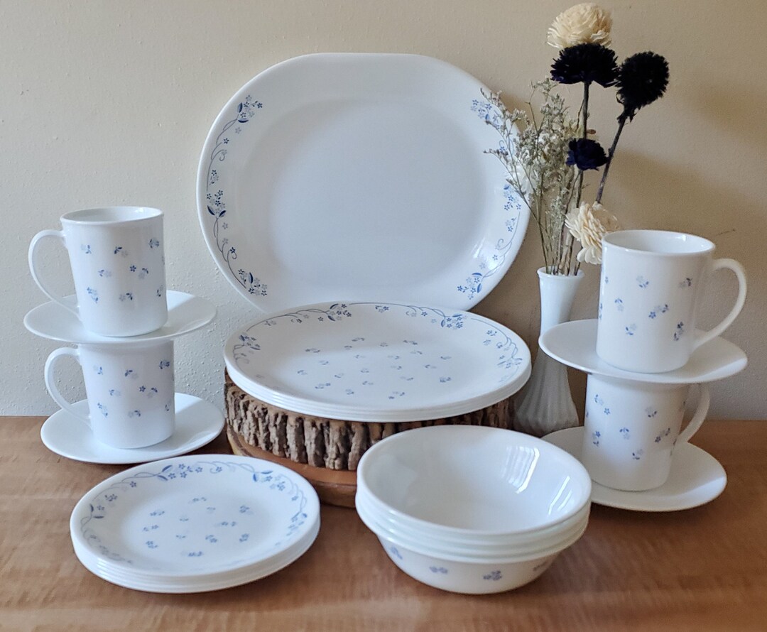 Vintage Corelle Provincial Blue Dinnerware 21 Piece Set for 4 Etsy