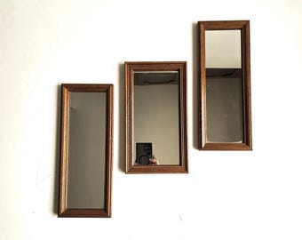 Vintage Wood Framed Mirrors Gallery Fluid Accent Set of 3