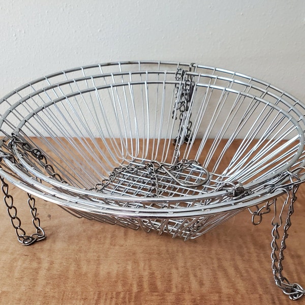 Vintage 3 Tier Hanging Baskets, Chrome Wire Hanging Baskets, Great for Kitchen Storage