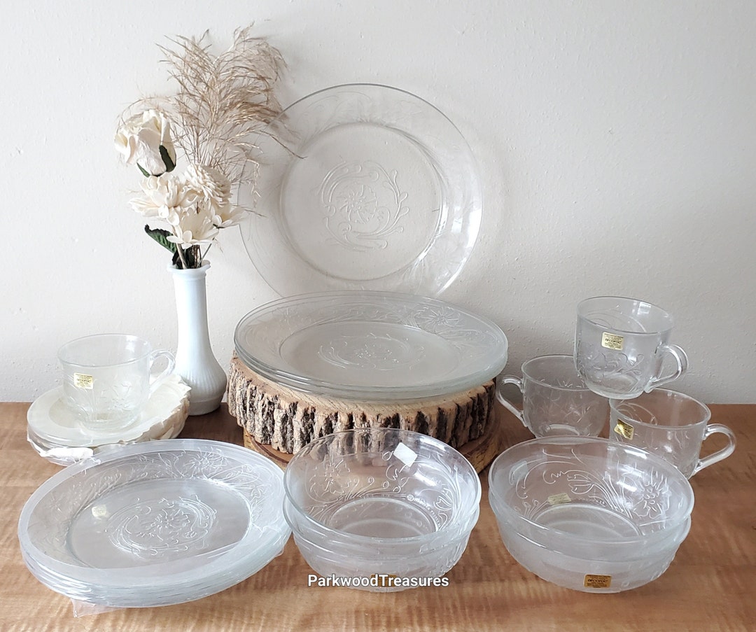 Dinnerware Clear Glass Plate Set Clear Glass Plates And Bowls