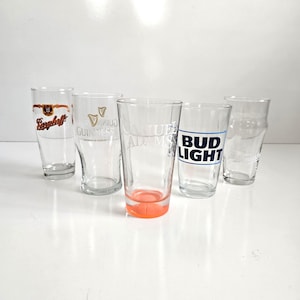 Vintage Mismatched Beer Glasses: Bud Lite, Guinness, Samuel Adams, Berghoff, Brewster image 1