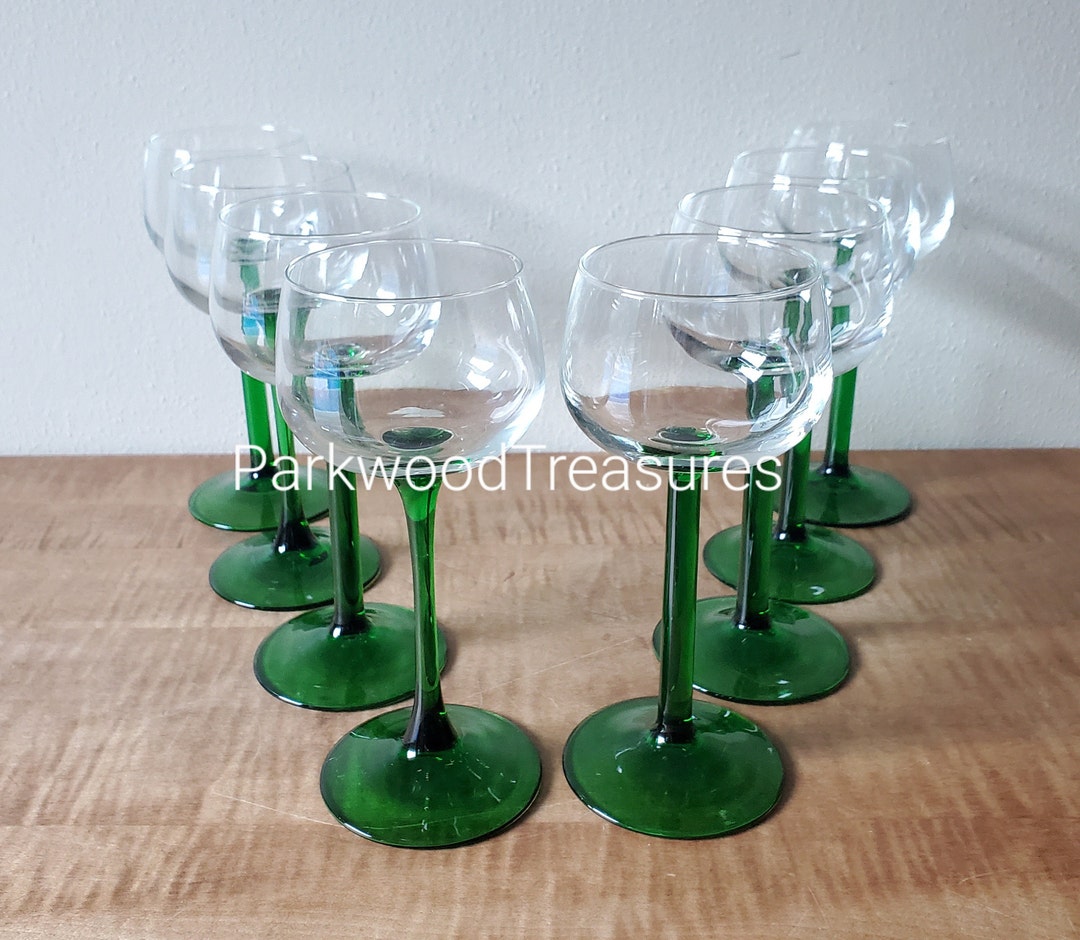 Vintage Luminarc Green Stem Wine Glasses emerald Etsy