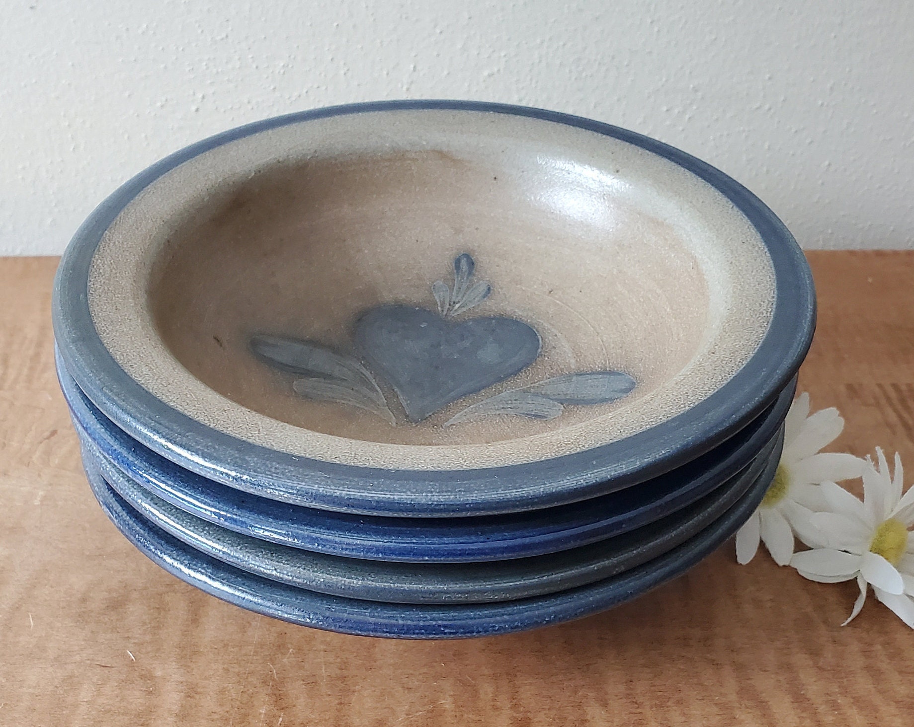Vintage Rowe Pottery Works 4 Heart Design Bowls Etsy