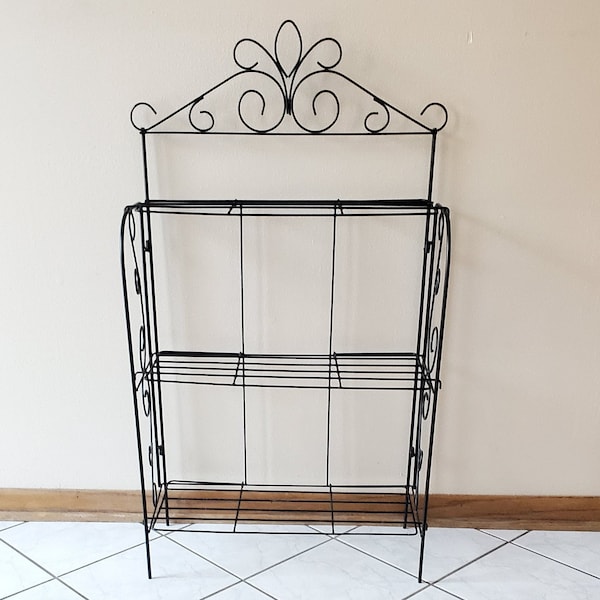 Vintage Baker's Rack, Metal Etagere, Shelf Unit, Plant Shelving, Kitchen Organization