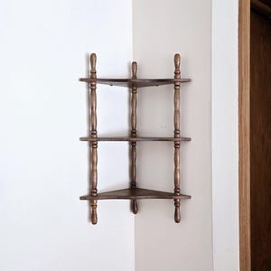 tiered corner shelving vintage 3 tier wood spindle corner display shelves