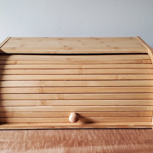 Vintage Bread Box Roll Top Wood Bread Box Breadbox Etsy