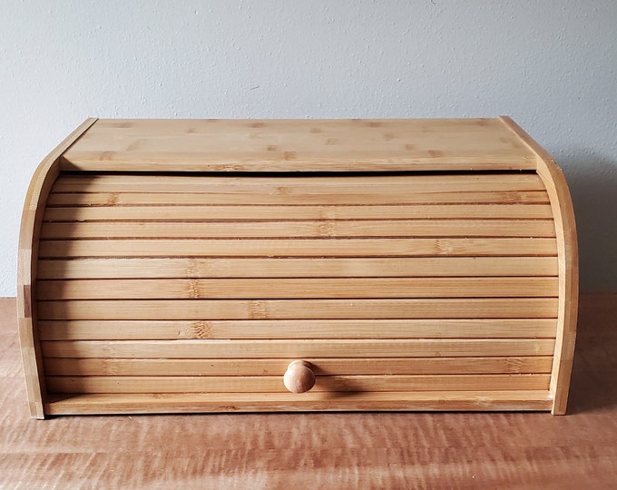 Vintage Bread Box, Roll Top Wood Bread Box, Breadbox Etsy