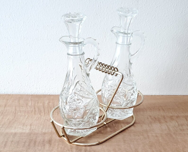 Vintage Glass Cruet Set and Caddy/Star Cruets by Anchor Etsy