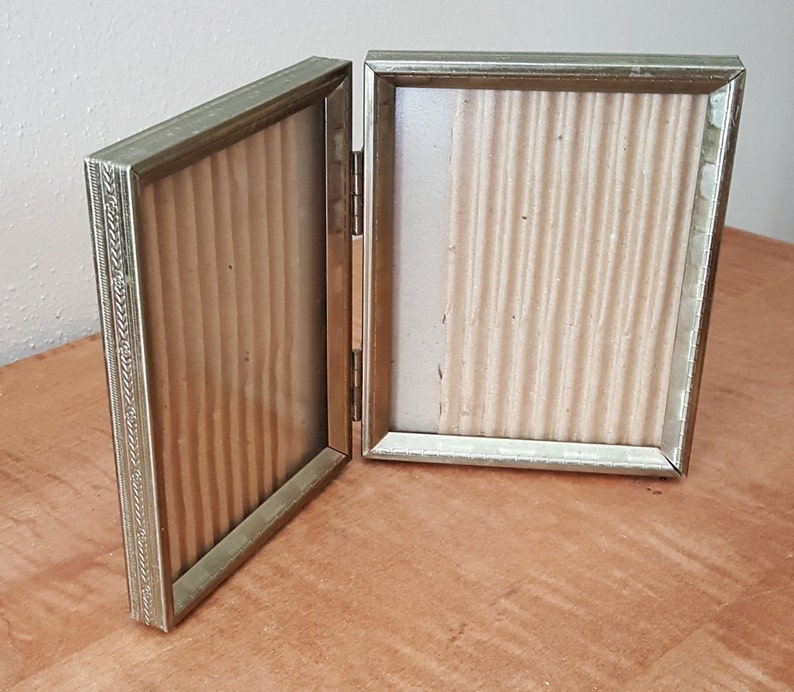 Vintage Bifold Double Hinged Gold Metal Picture Frames Etsy