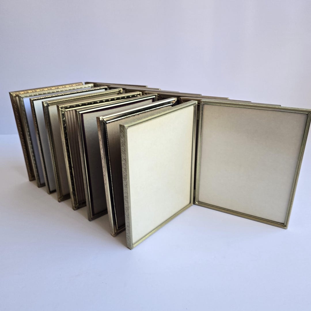 8x10 Double Hinged Frame Vintage Gold Metal Ornate Bifold 8" X 10 ...