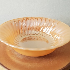 Vintage Fire King Lusterware Dinnerware, Peach Lusterware Swirl Serving Bowl Excellent