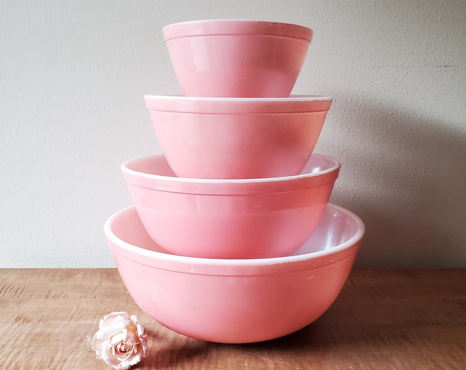Vintage Pyrex Pink Mixing Bowl Nesting Bowls Set of 4 Bowls Etsy