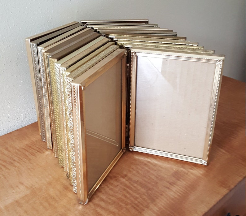 Vintage Bifold Double Hinged Gold Metal Picture Frames Etsy