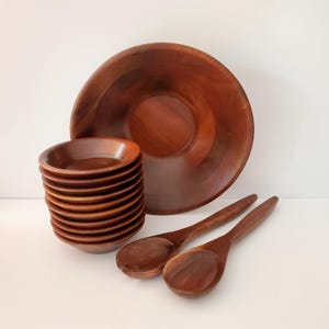 vintage wooden salad bowl set vintage wood serving bowls