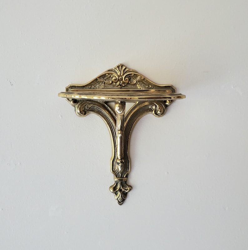 Vintage Brass Wall Shelf Etsy