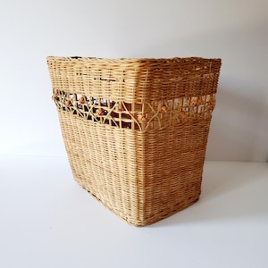 rattan wastebasket 11&quot; vintage wicker trash can